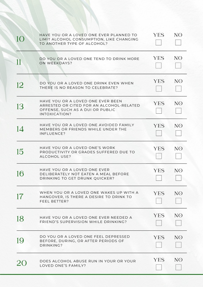 alcohol self assessment