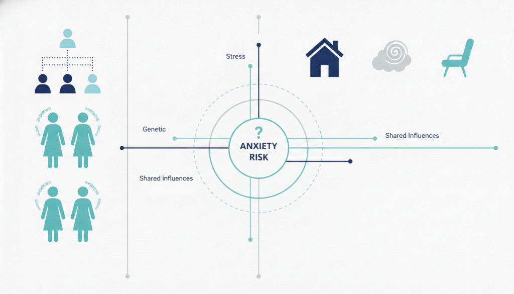 Infographic concept showing genetic and environmental anxiety influences