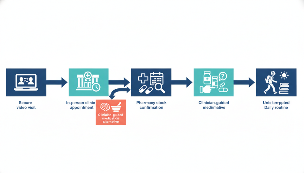 ADHD medication continuity plan for telehealth changes and shortages