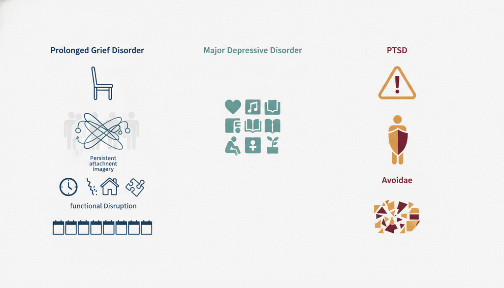 Comparison of prolonged grief disorder, major depressive disorder, and PTSD symptoms